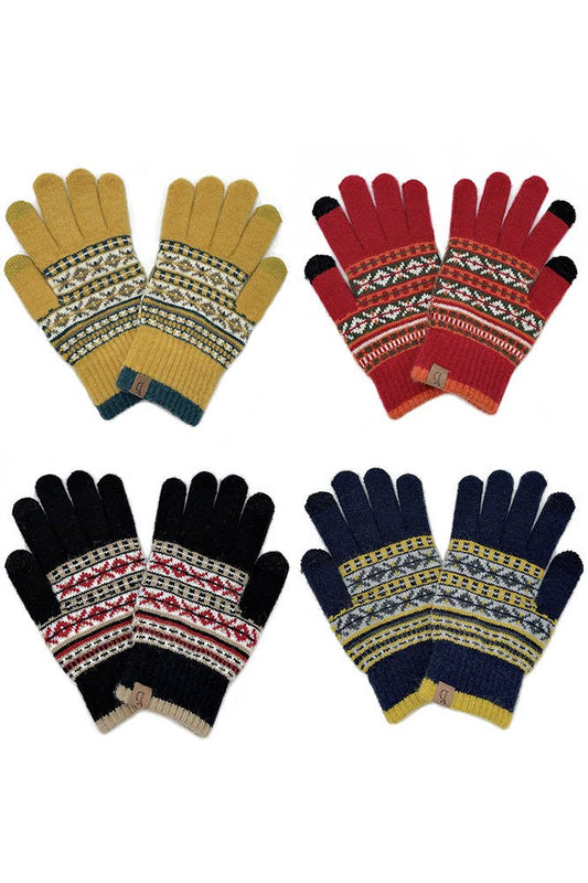 Aztec Knit Touch Gloves