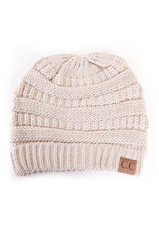 C.C Ribbed Kit Solid Color Beanie: Light Melange Gray