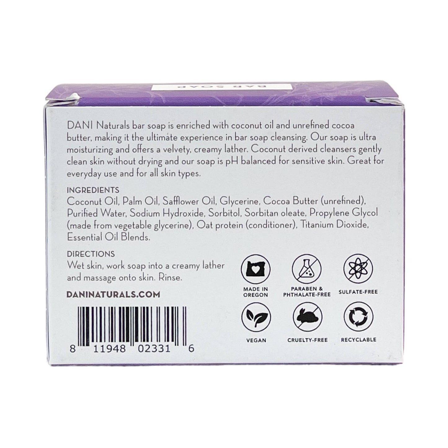 DANI Naturals - 4oz Bar Soap - Lemongrass Lavender