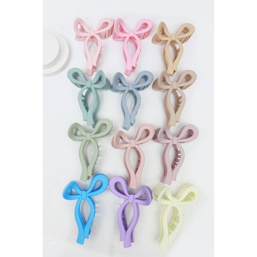 Matte Pastel Tone Bow Shape Hair Claw