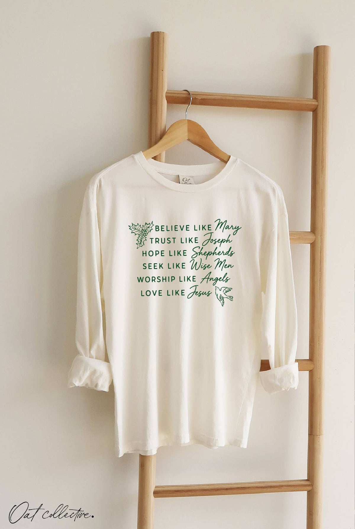 BELIEVE LIKE Mary Mineral Washed Long Sleeve Graphic
