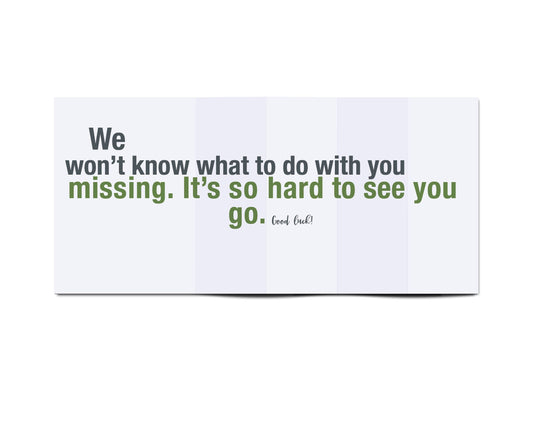 FINCH and HARE - Won't Miss Miss You / Goodbye Card / Funny Retirement Card
