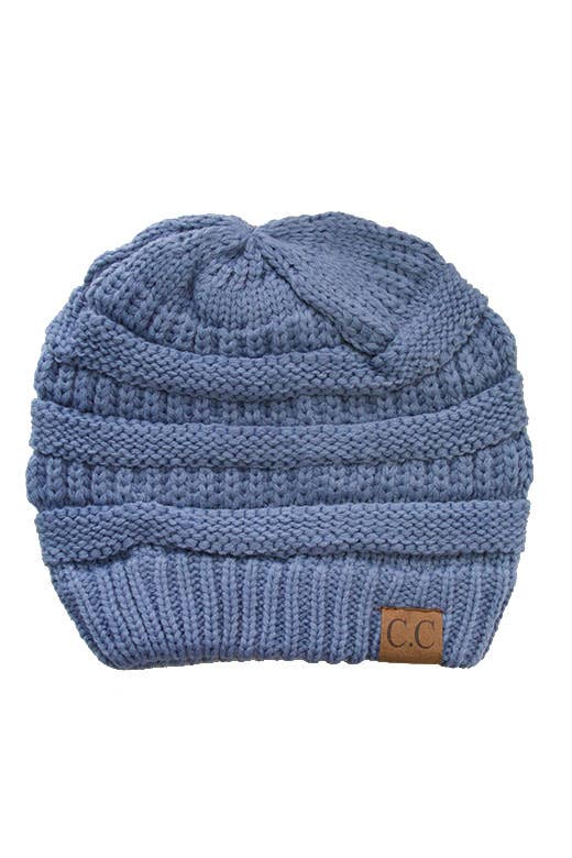 C.C Ribbed Kit Solid Color Beanie: Light Melange Gray