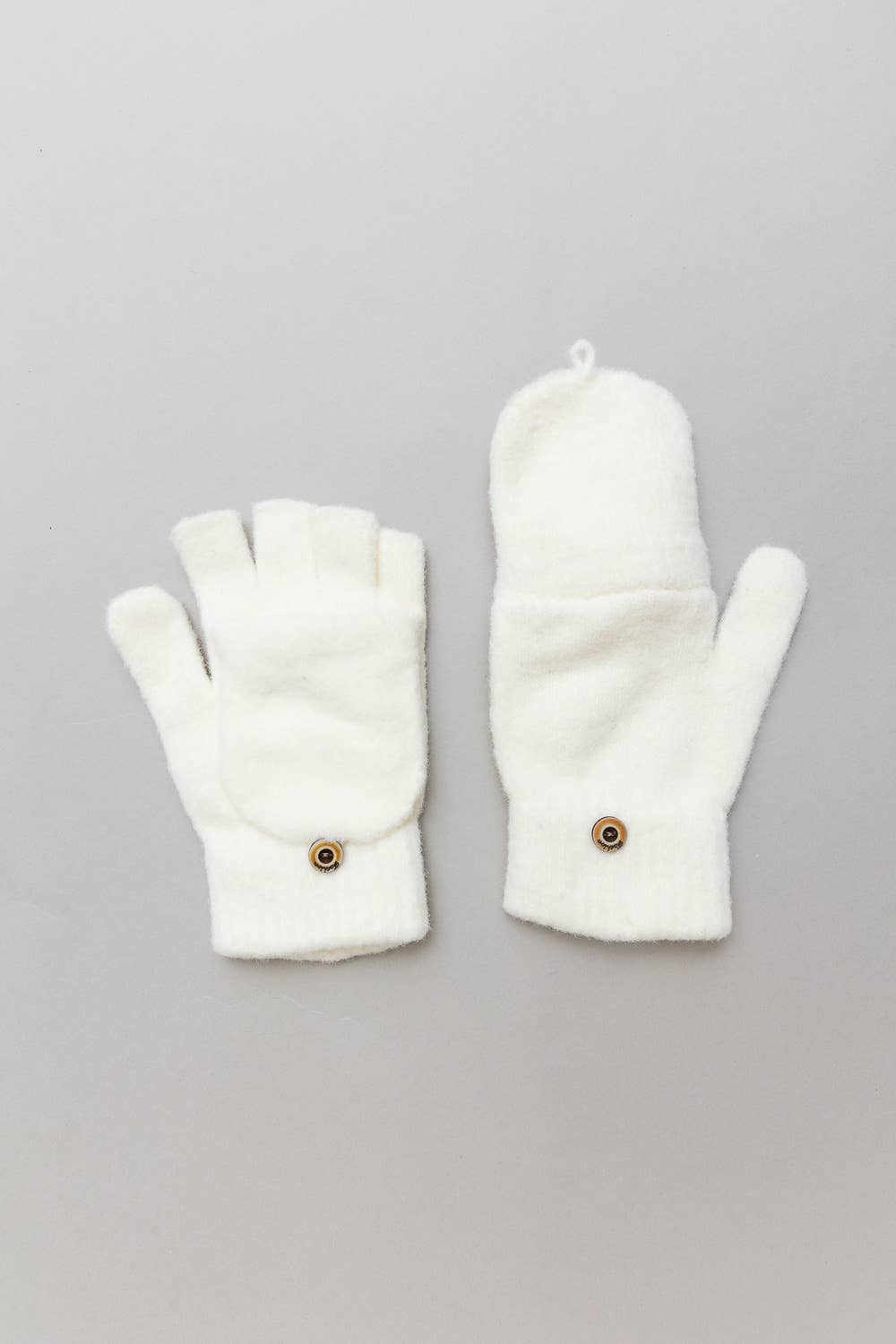 Leto Accessories - Winter Knit Convertible Fingerless Gloves with Mitten Flap