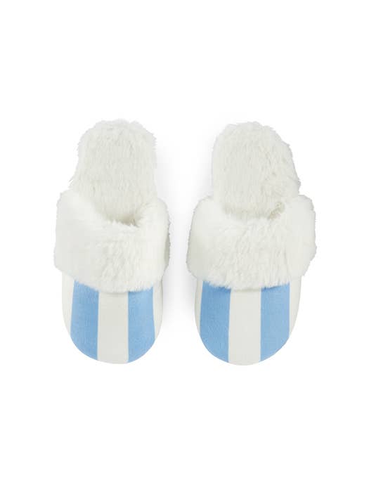 ASST/2 SIZES HELENA STRIPE SLIPPERS,SKY
