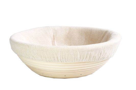 Bospak - 10" Round Bread Proofing Basket Rattan bowl w/cloth Liner
