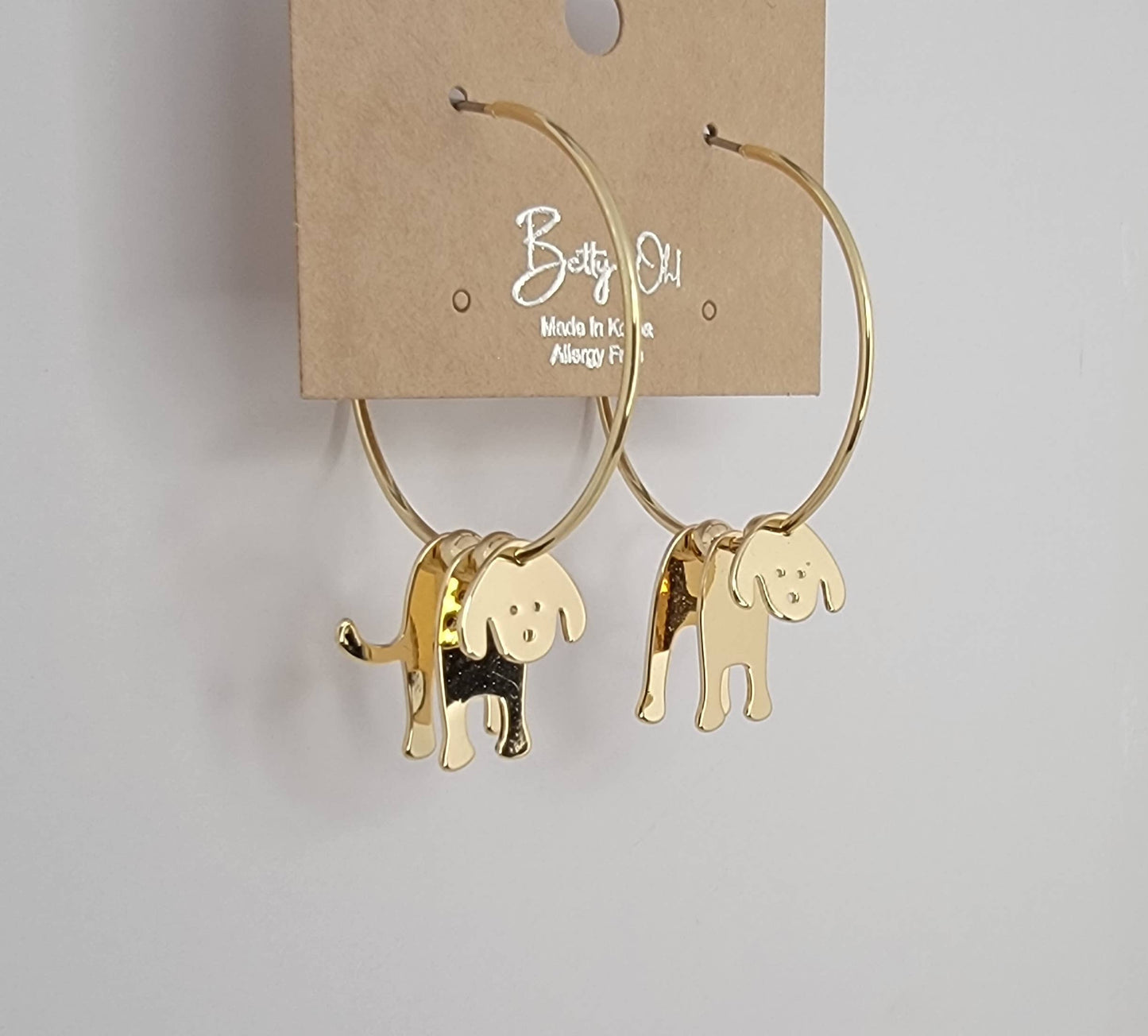 3D DOG HOOP EARRINGS.