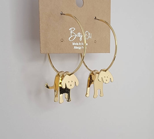 3D DOG HOOP EARRINGS.