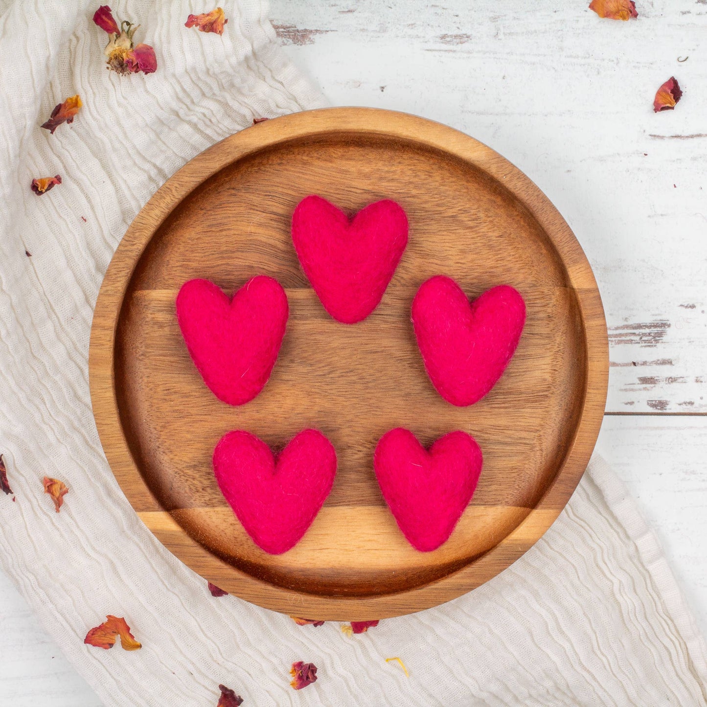 Dark Fuchsia Wool Felt Hearts Valentine Eco Fresheners BULK