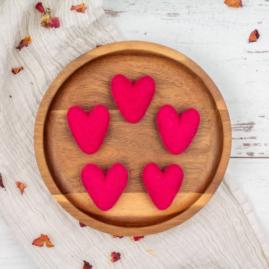 Dark Fuchsia Wool Felt Hearts Valentine Eco Fresheners BULK