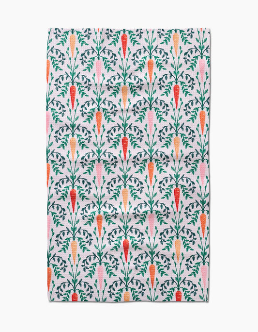 Geometry - Carrot Damask Tea Towel