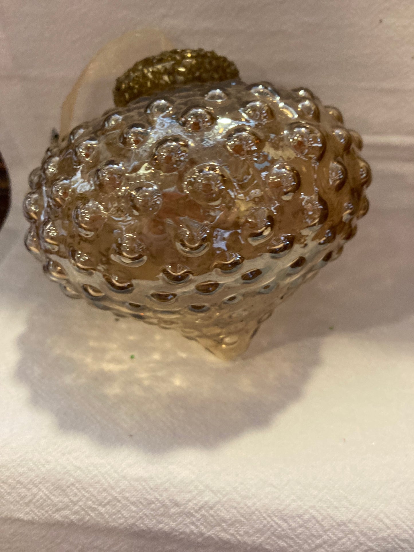 Hobnail Drop Glass Ornament | Champagne 4’’