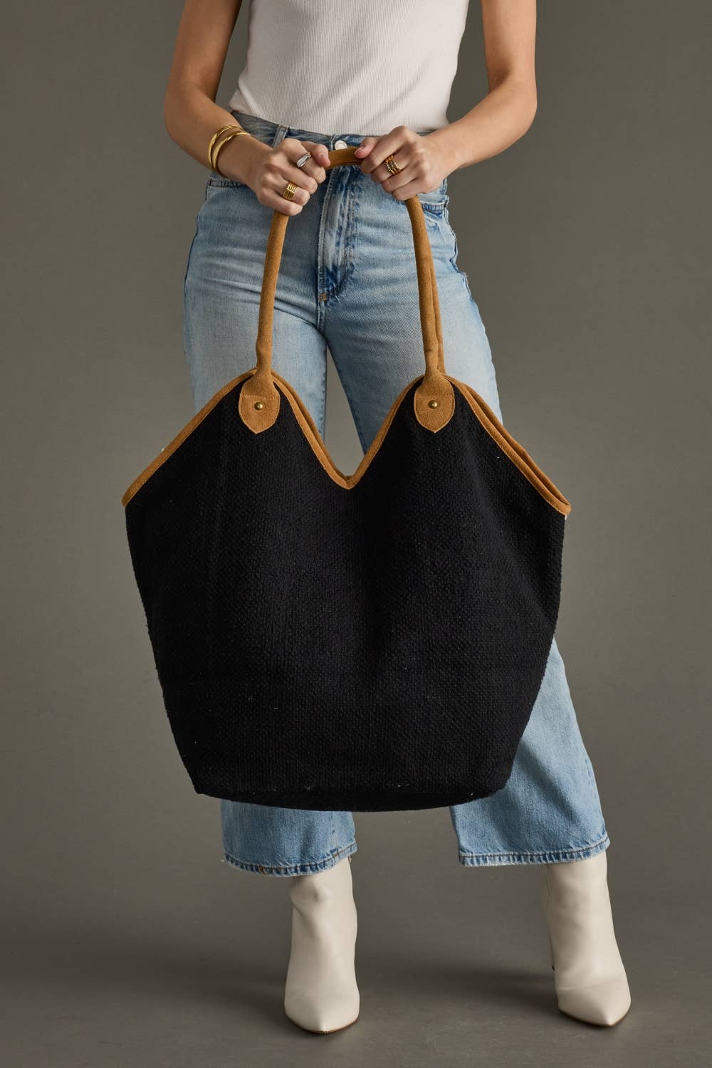 Panache - Black & Cream Diamond Pattern Tote