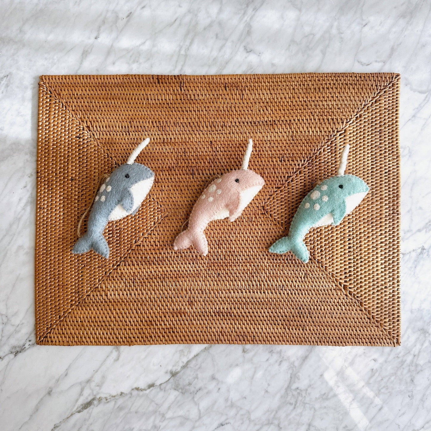Felt Narwhal Ornament - Set of 3