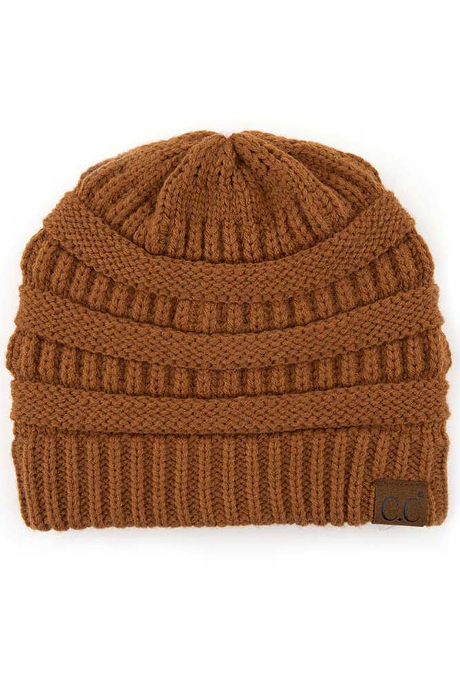 C.C Ribbed Kit Solid Color Beanie: Light Melange Gray