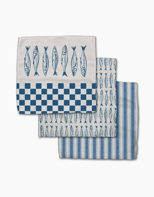 Geometry - Sardine Check Blue Dishcloth Set