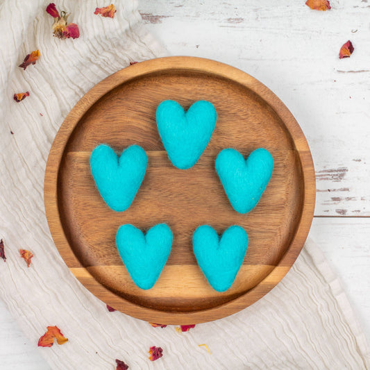 Teal Blue Wool Felt Hearts Valentine Eco Fresheners BULK