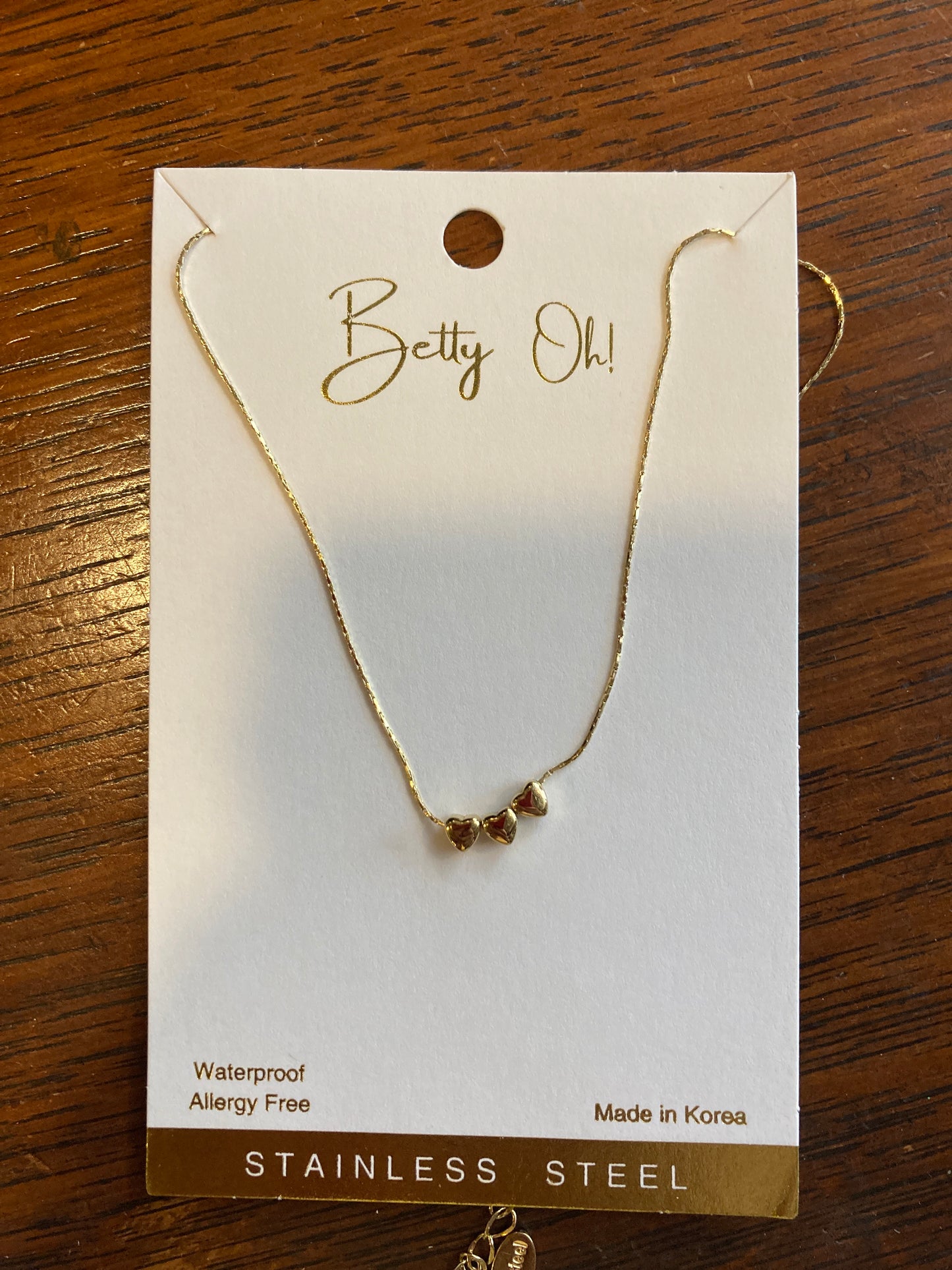Gold 3 Heart Necklace | Stainless Steel | Waterproof
