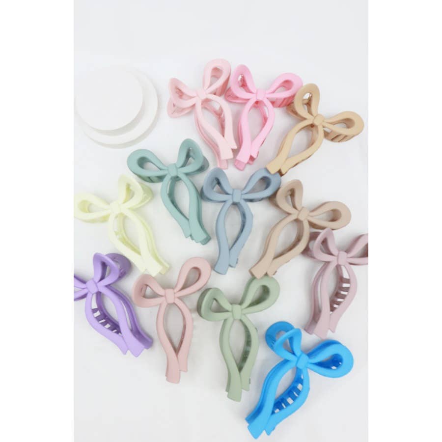 Matte Pastel Tone Bow Shape Hair Claw