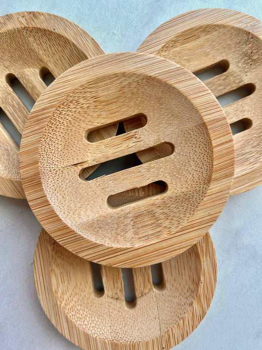 Bamboo Soap Dish - Eco-Friendly Round Soap Holder for Bathroom