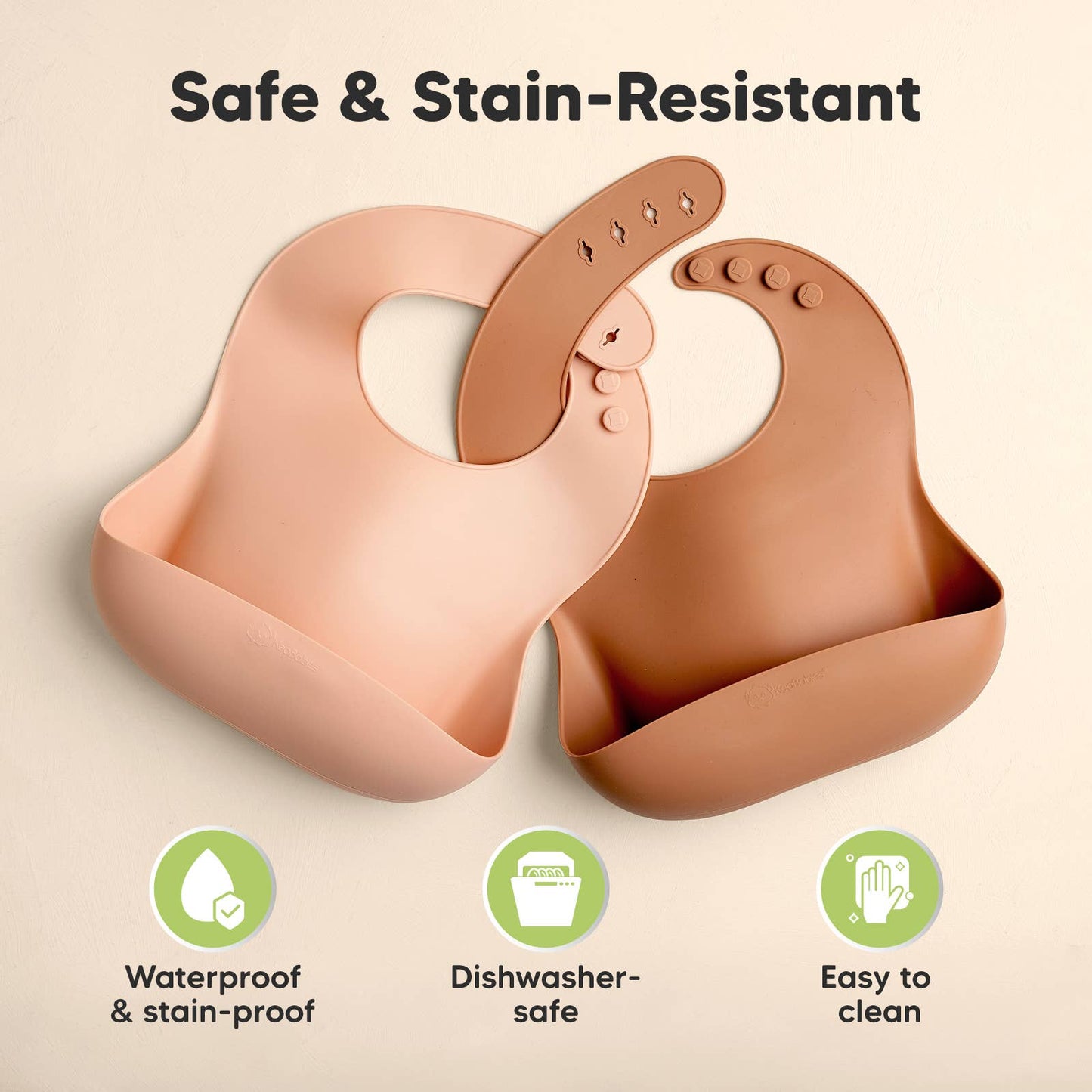 KeaBabies - 2-Pack Prep Silicone Bibs for Babies, Toddlers, Boys, Girls