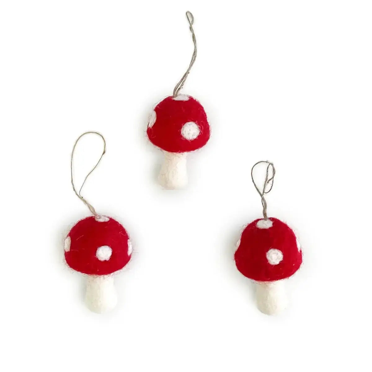 Red Toadstool Mushroom Holiday Eco Wool Ornament