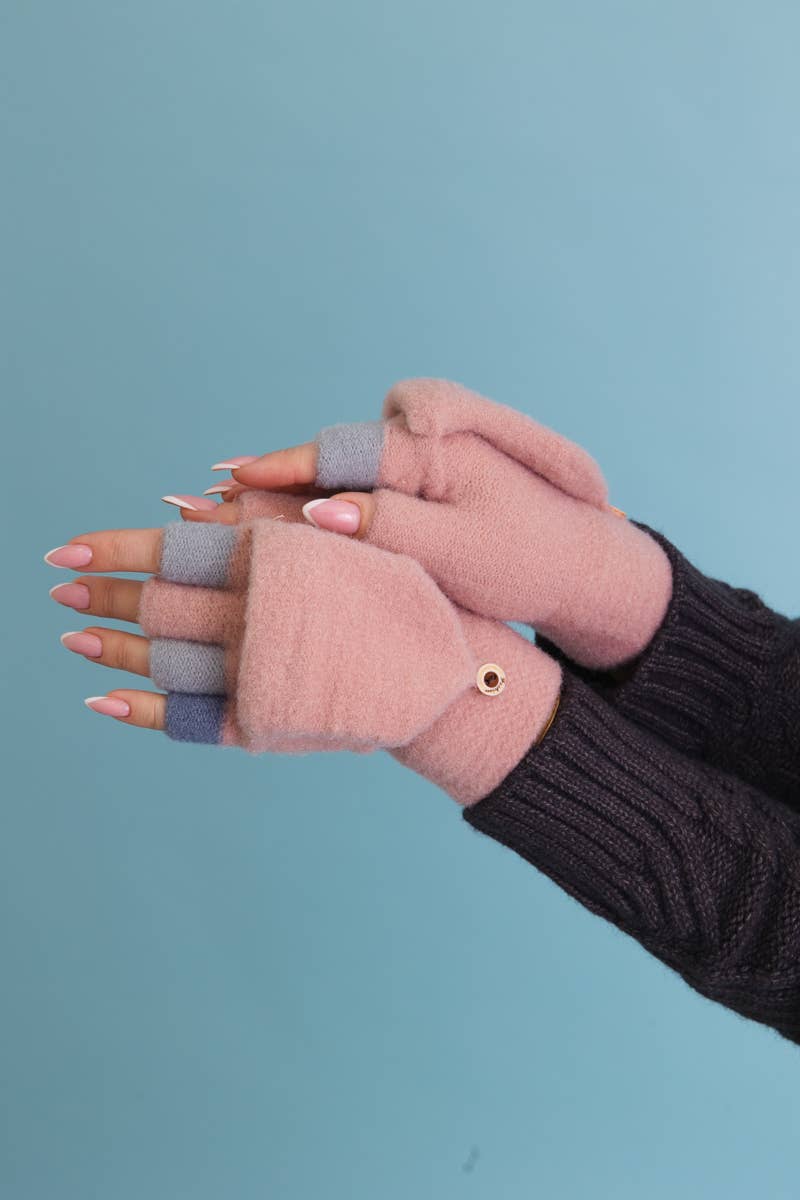 Leto Accessories - Rainbow Tip Convertible Gloves - Cute Winter Accessory