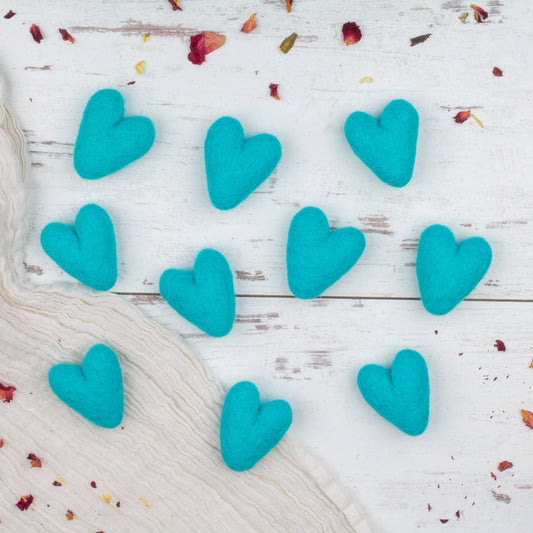 Teal Blue Wool Felt Hearts Valentine Eco Fresheners BULK