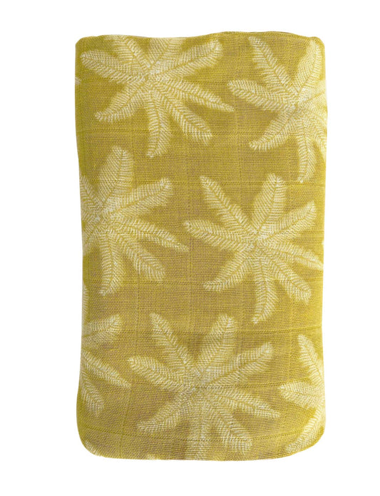 OB - Bamboo + Cotton Muslin Swaddle Wrap  Pear - Palm Print