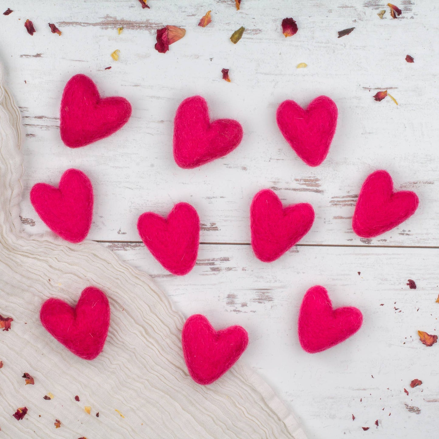 Dark Fuchsia Wool Felt Hearts Valentine Eco Fresheners BULK