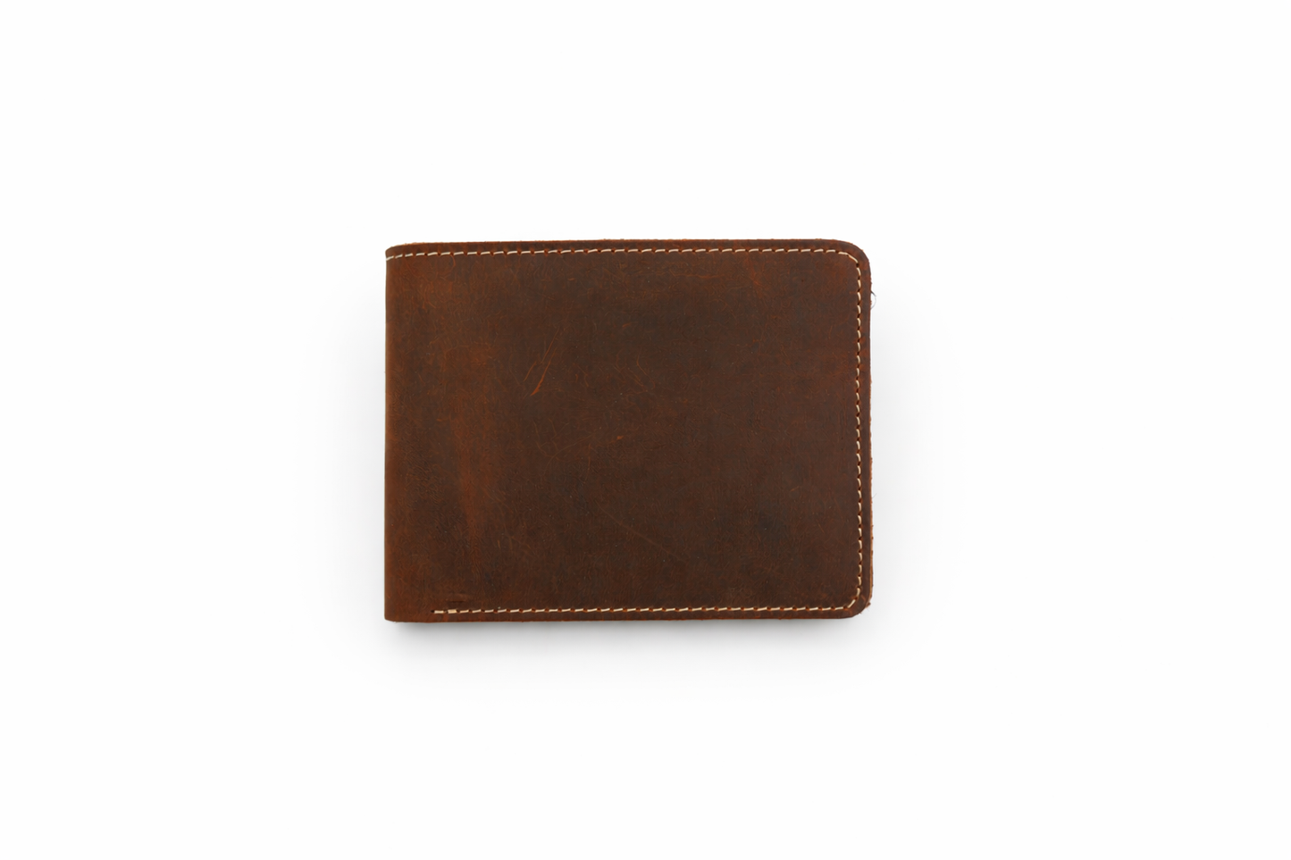 Men’s Full-Grain Crazy Leather Bifold Wallet with ID Window