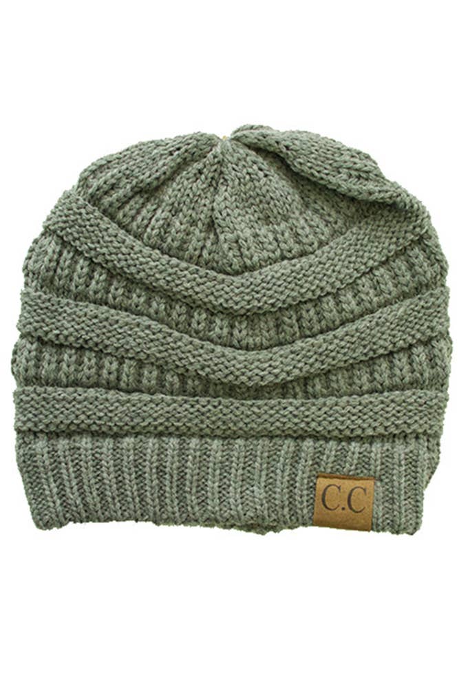 C.C Ribbed Kit Solid Color Beanie: New Olive