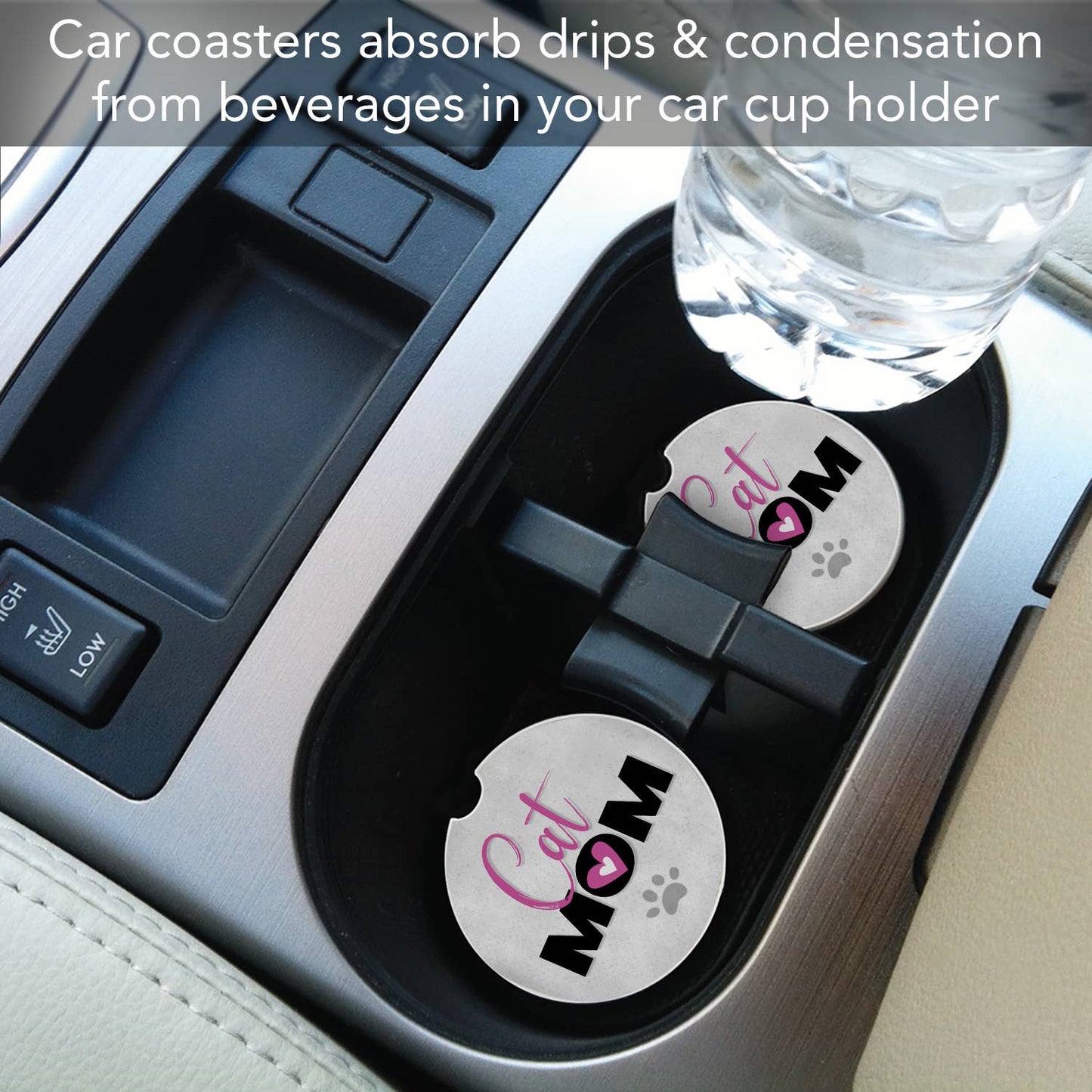 Cat Mom Absorbent Stone Car Coaster