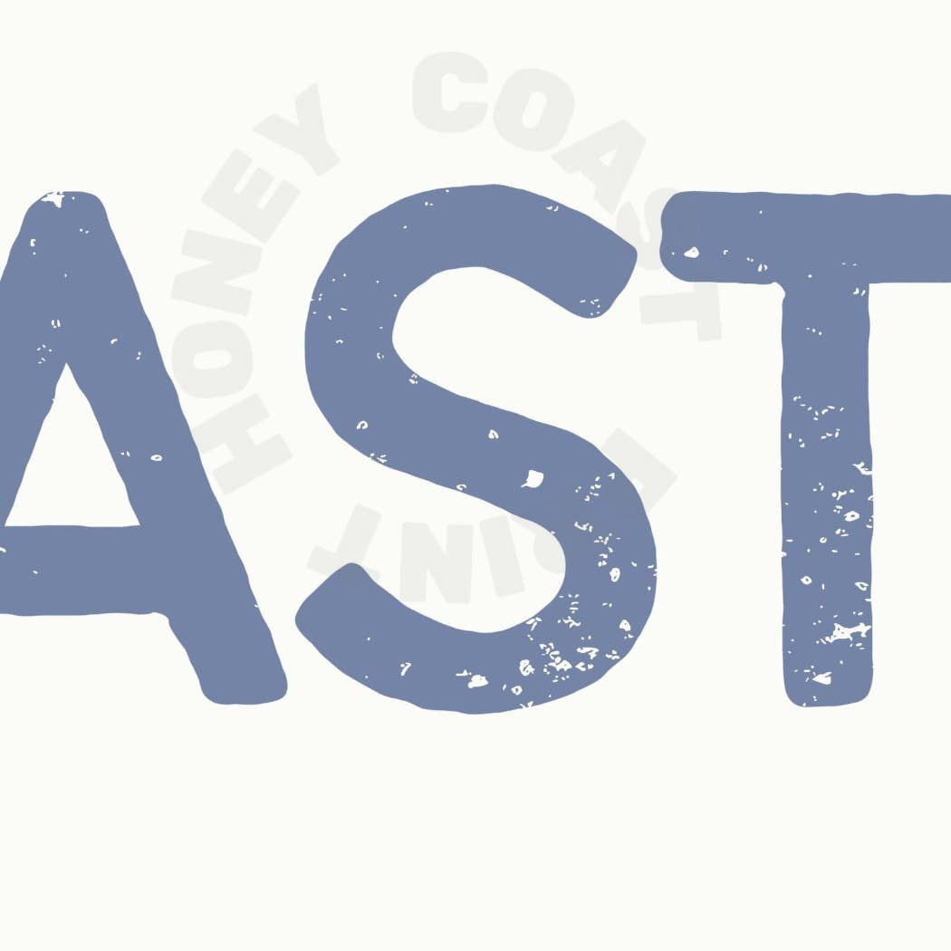 Landscape Coastal Blue West Coast Retro Typography Wall Art