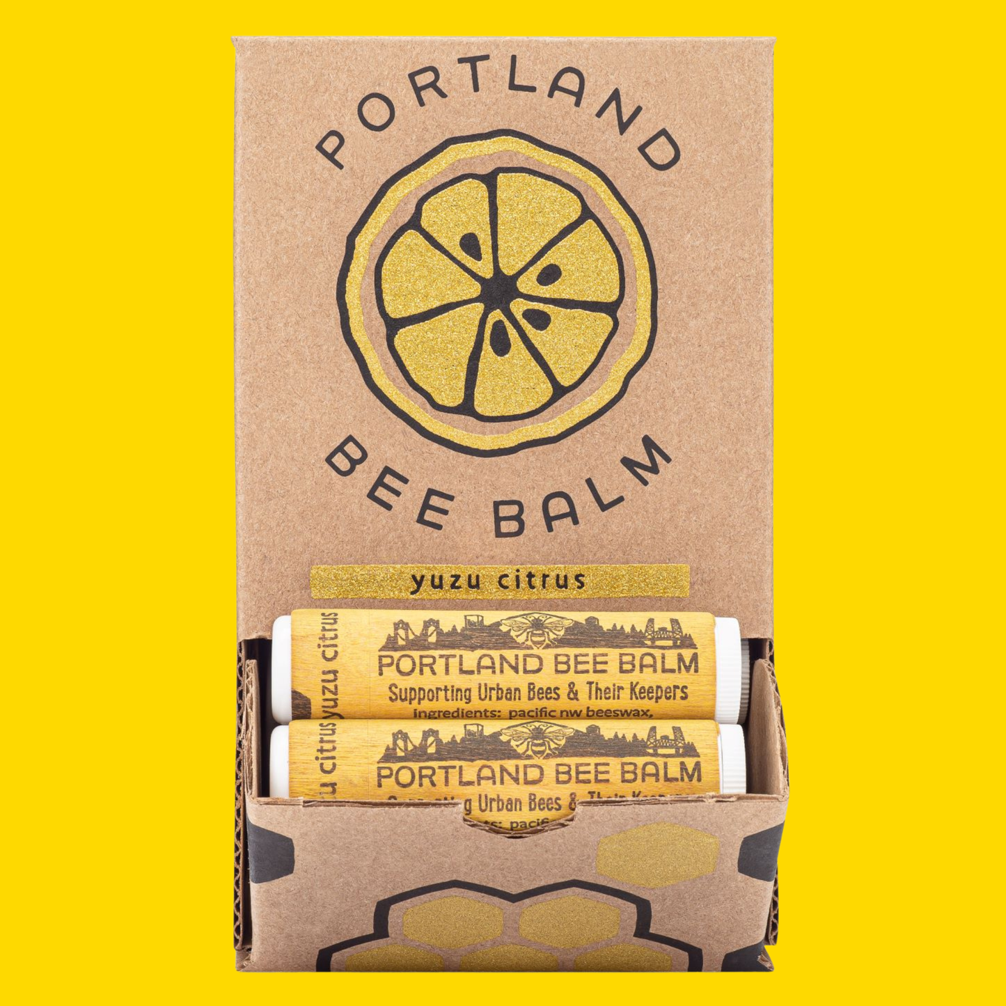 Portland Bee Balm - Yuzu Citrus Beeswax Lip Balm - Organic w/ Shelf Display