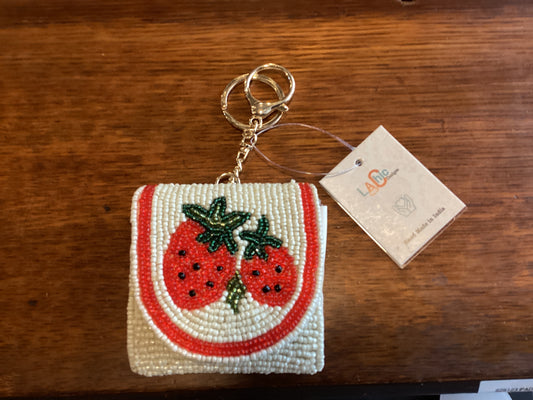 Strawberry Beaded Airpod Case Holder