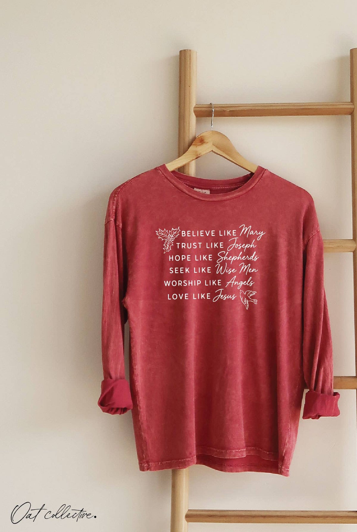 BELIEVE LIKE Mary Mineral Washed Long Sleeve Graphic