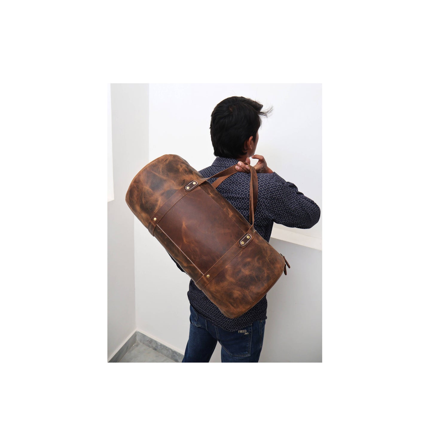 Leather Duffle Weekender Bag