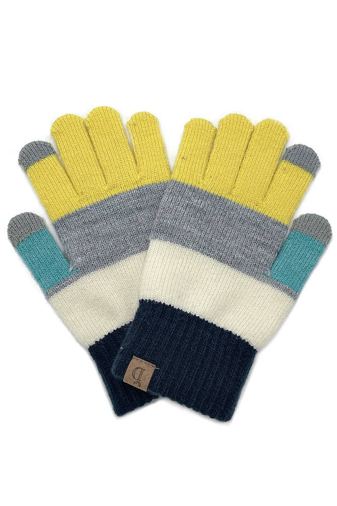 Hana - Color Block Knit Touch Gloves