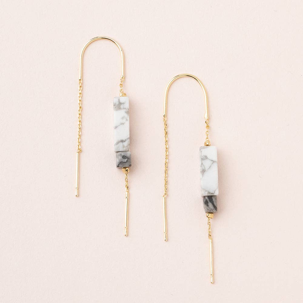 Scout Curated Wears - Rectangle Stone Earring - Howlite/Black/Gold