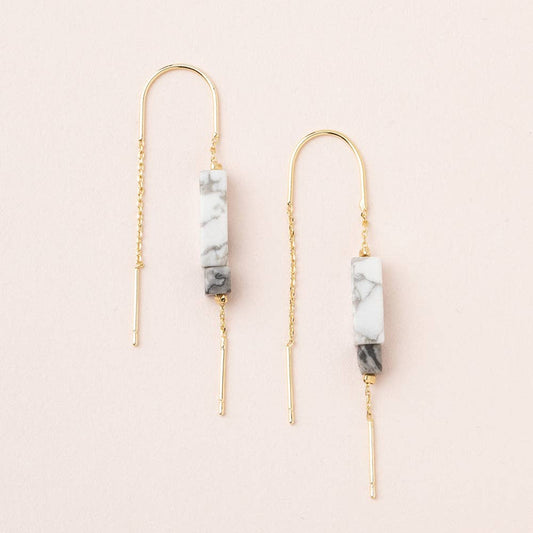Scout Curated Wears - Rectangle Stone Earring - Howlite/Black/Gold