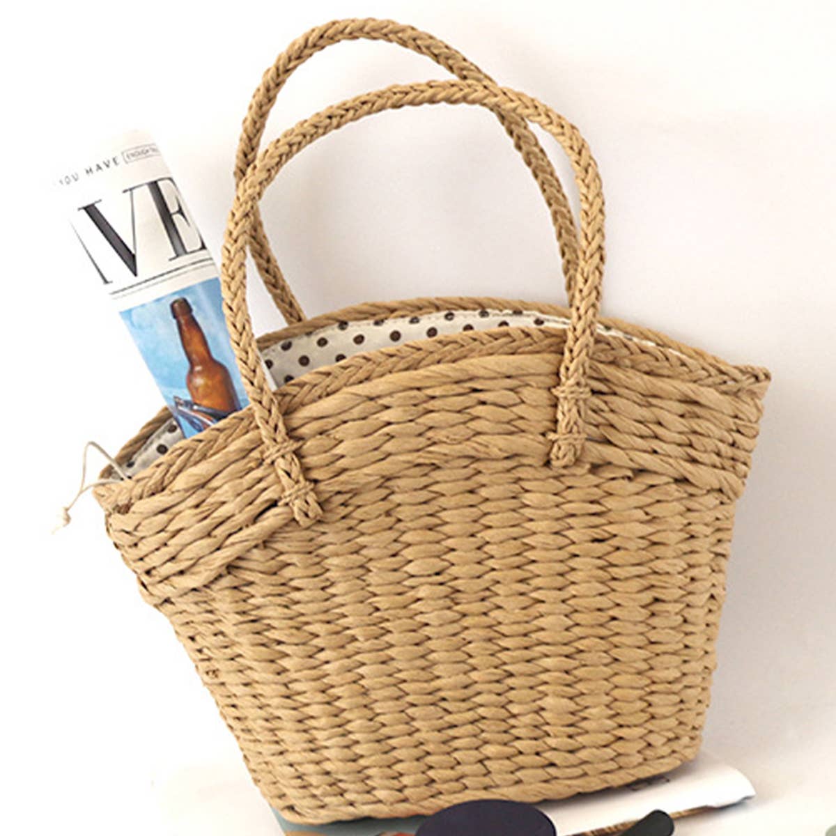 SUMMER WOVEN CASUAL STRAW TOTE BAG