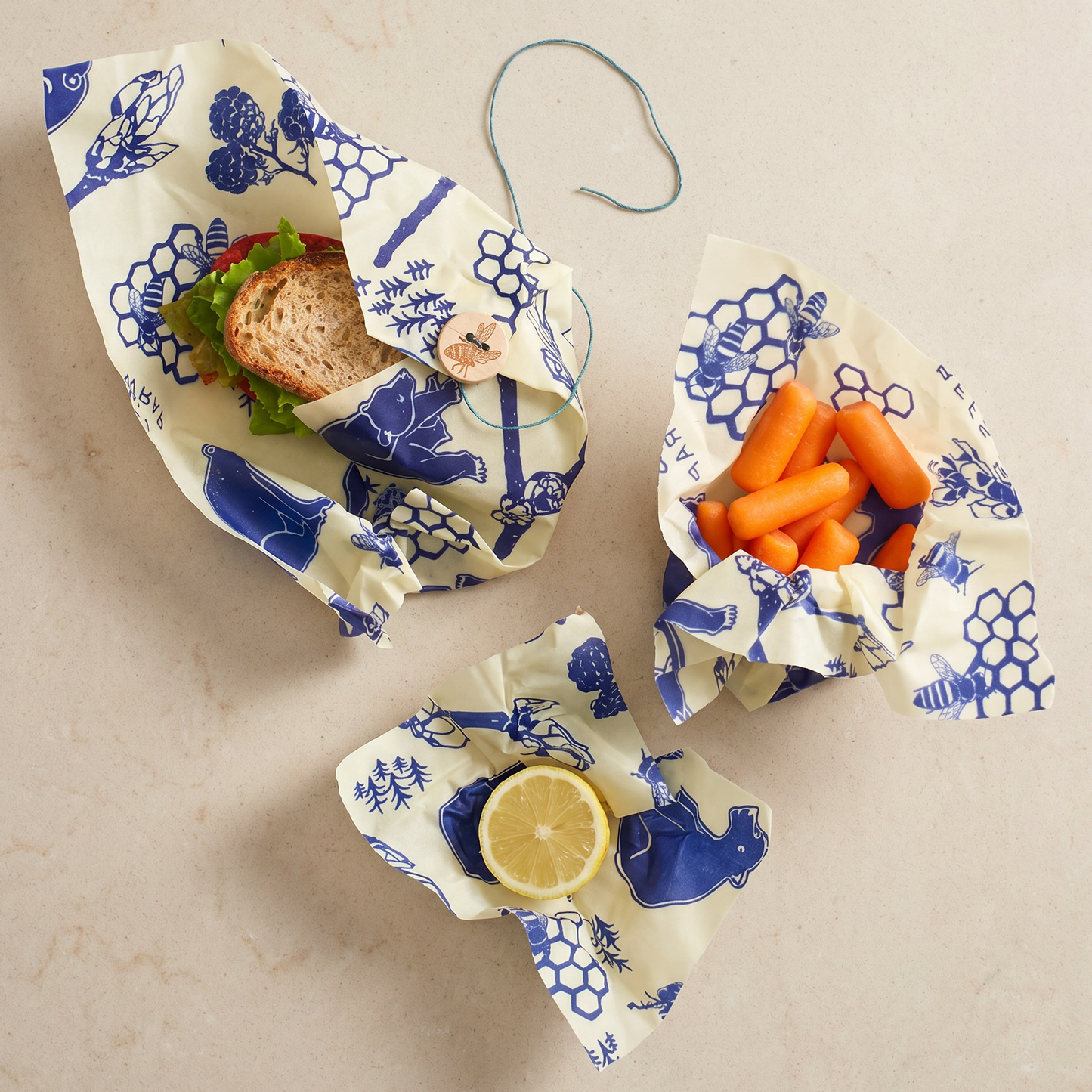 Bees Wrap Reusable Beeswax Wraps Lunch 3 Pack - Bees & Bears