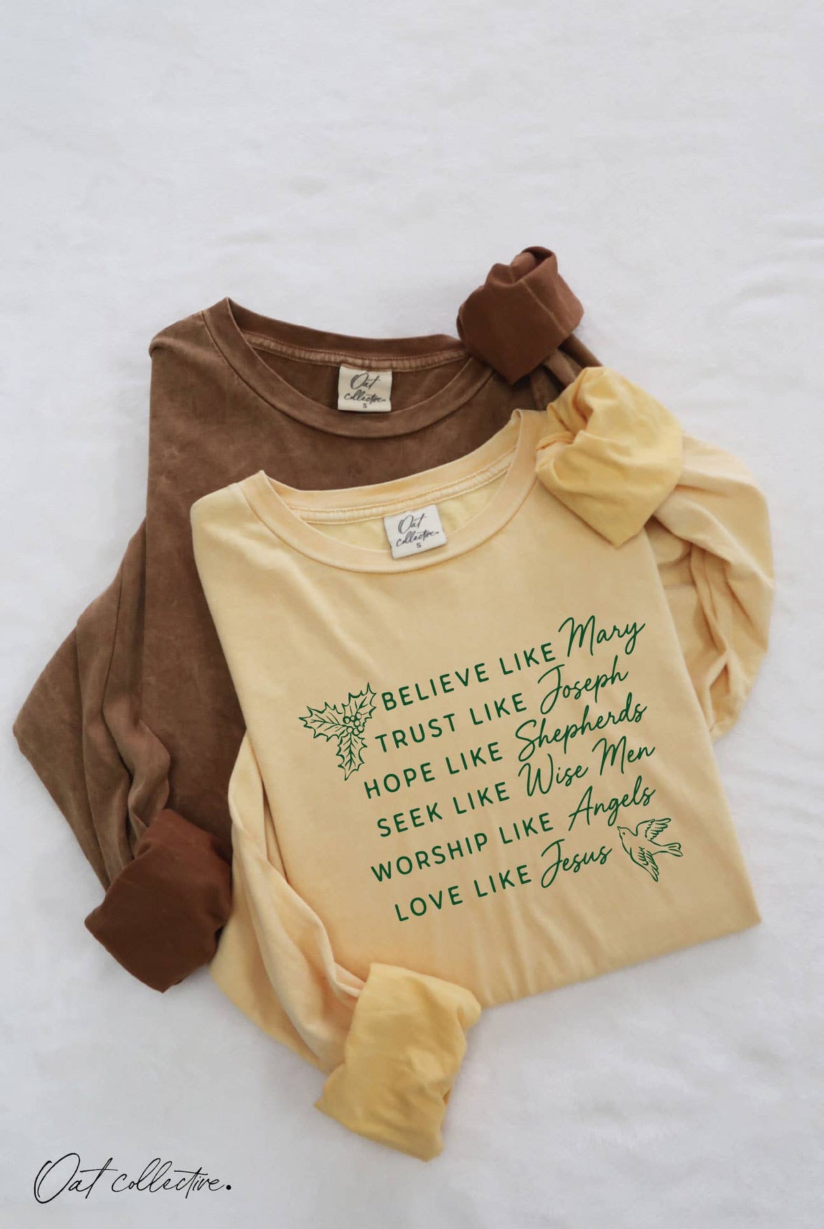 BELIEVE LIKE Mary Mineral Washed Long Sleeve Graphic