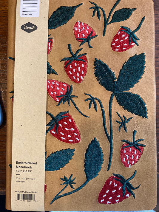 Strawberry Embroidered notebook
