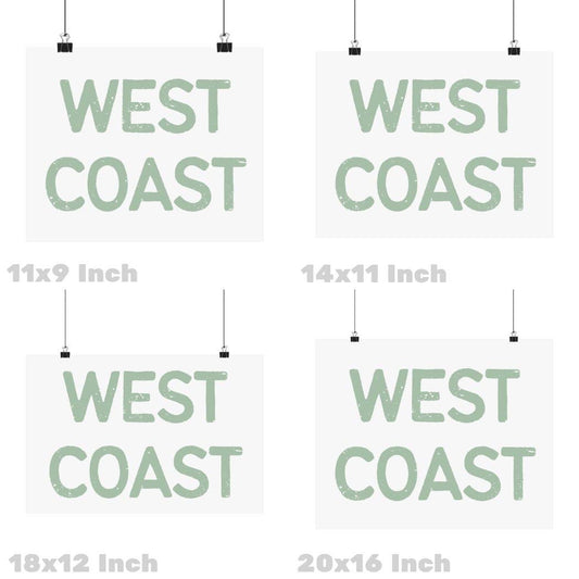 Landscape Sage Green West Coast Retro Typography Wall Art