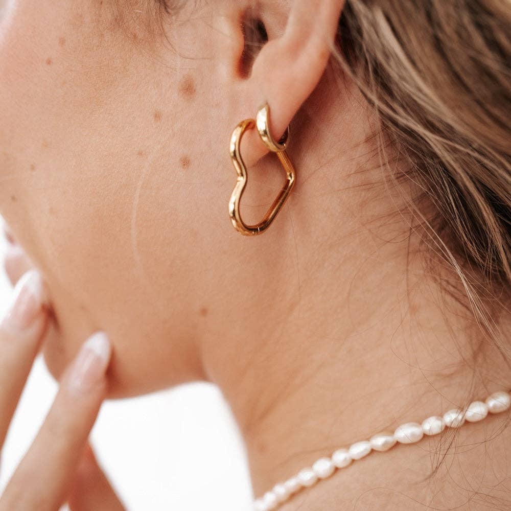 Love On My Mind Heart Hoop Earrings - WATERPROOF Wholesale