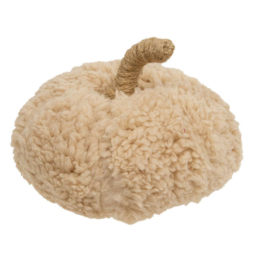 Col House Designs - Ivory Sherpa Pumpkin w/Jute Stem, Medium