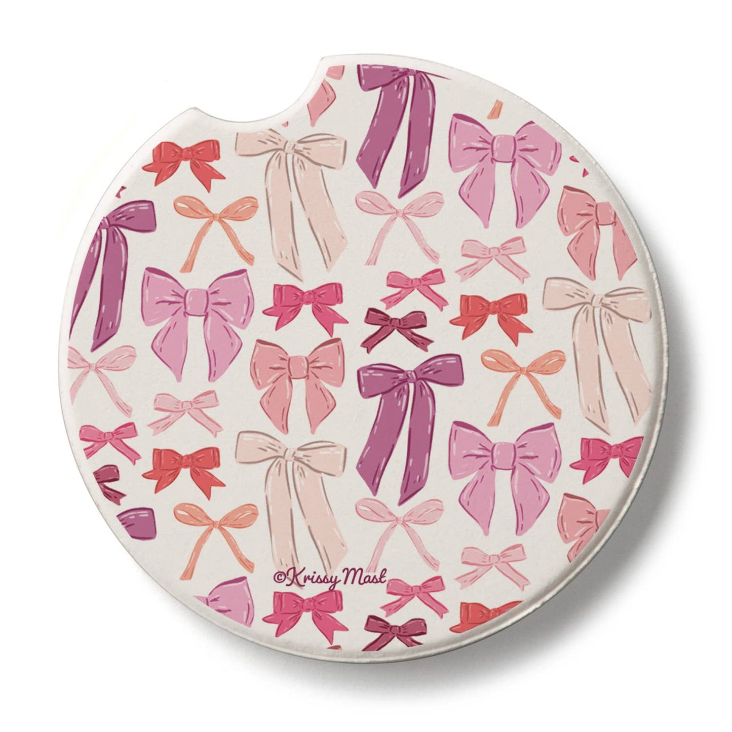 "Mixed Bows" Absorbent Stone Car Coaster 1pk