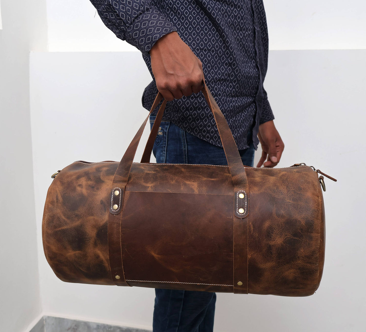 Leather Duffle Weekender Bag